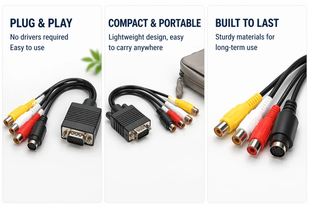 VGA to 3 RCA Cable – Video AV Converter Cable for TV & Projector Technotech Technologies