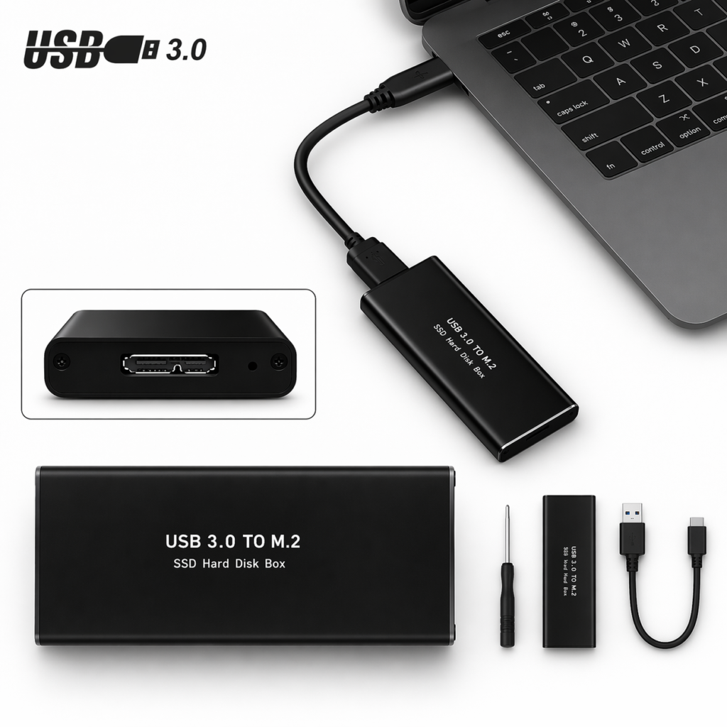 M2 SSD Casing USB 3.0 External Hard Drive Enclosure – High-Speed SATA to USB Adapter Case Technotech Technologies