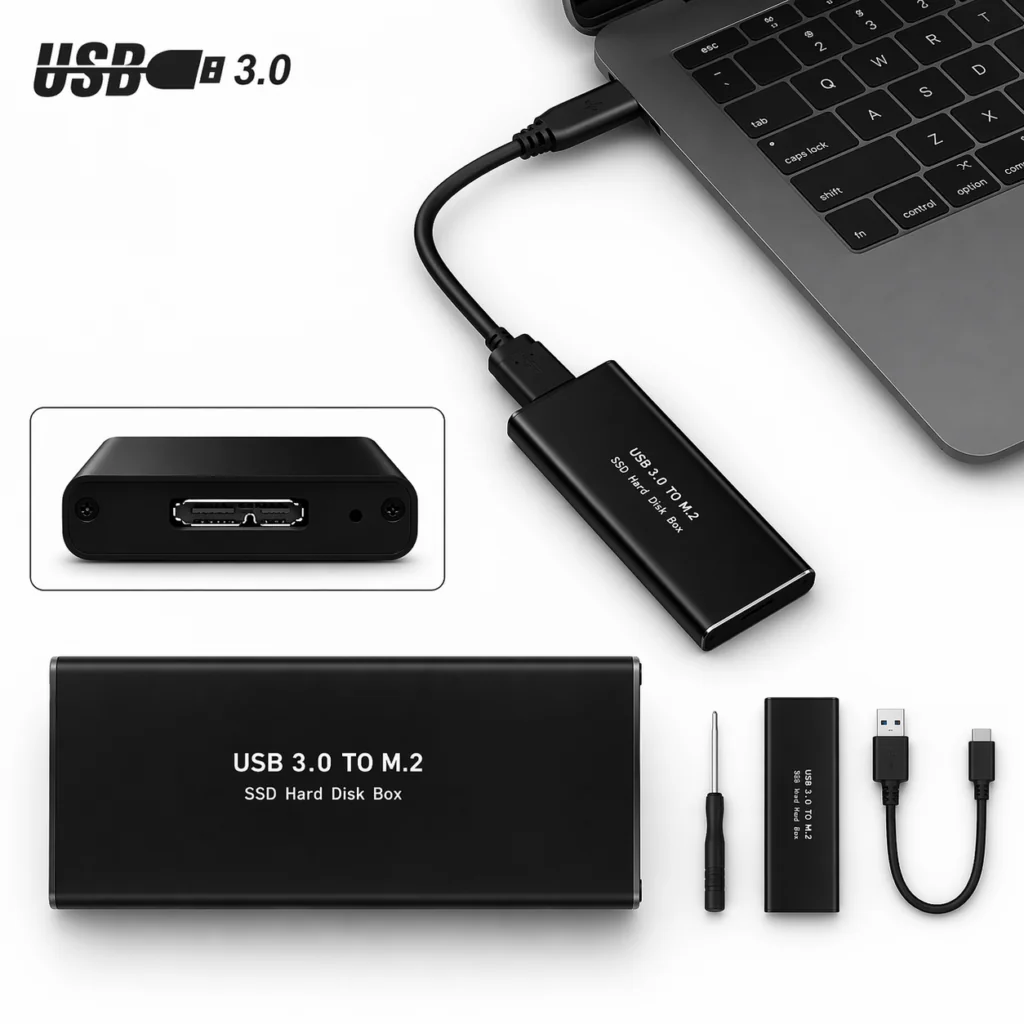 M2 SSD Casing USB 3.0 External Hard Drive Enclosure – High-Speed SATA to USB Adapter Case Technotech Technologies