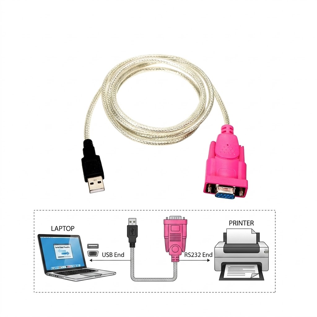 USB to RS-232 Serial Cable Adapter Female (Pink Head) 2.0 Technotech Technologies