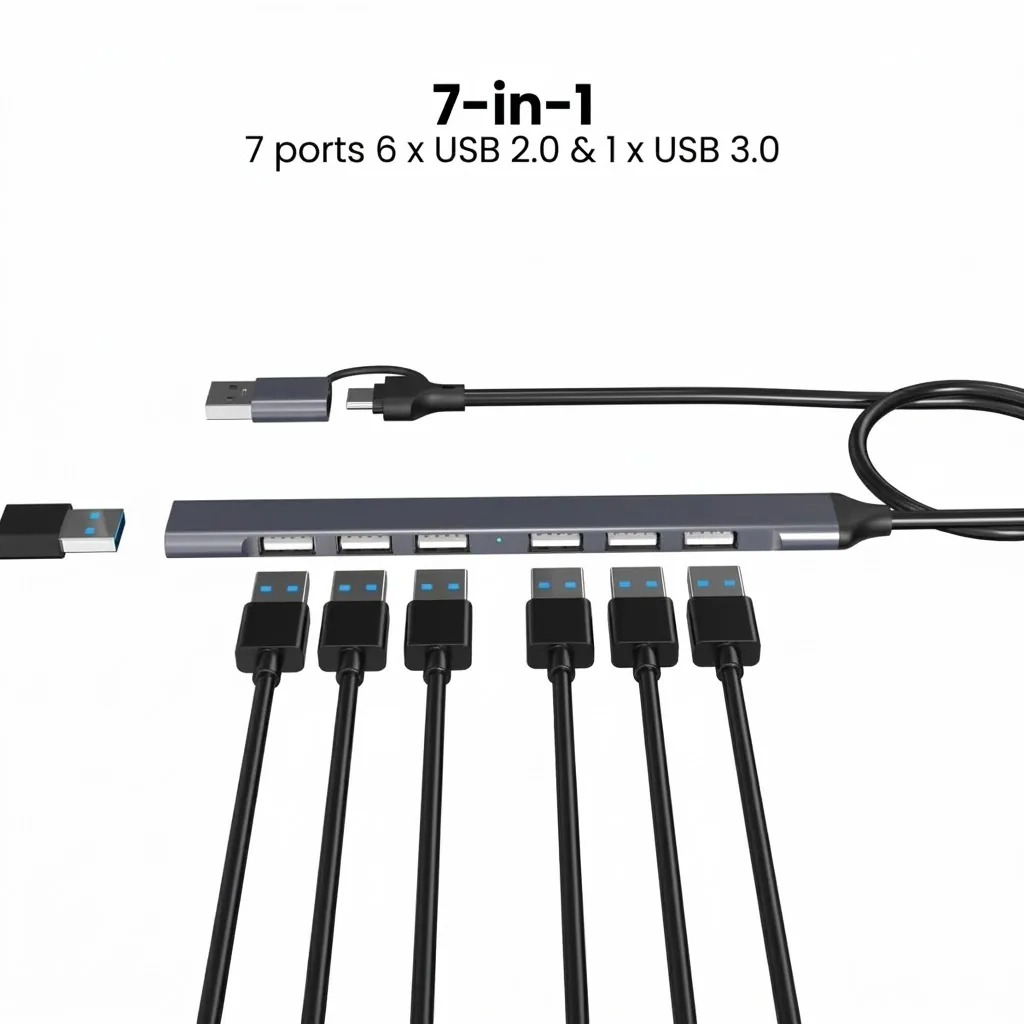 USB 3.0 Hub Multi-Interface Adapter – 7 Ports Technotech Technologies