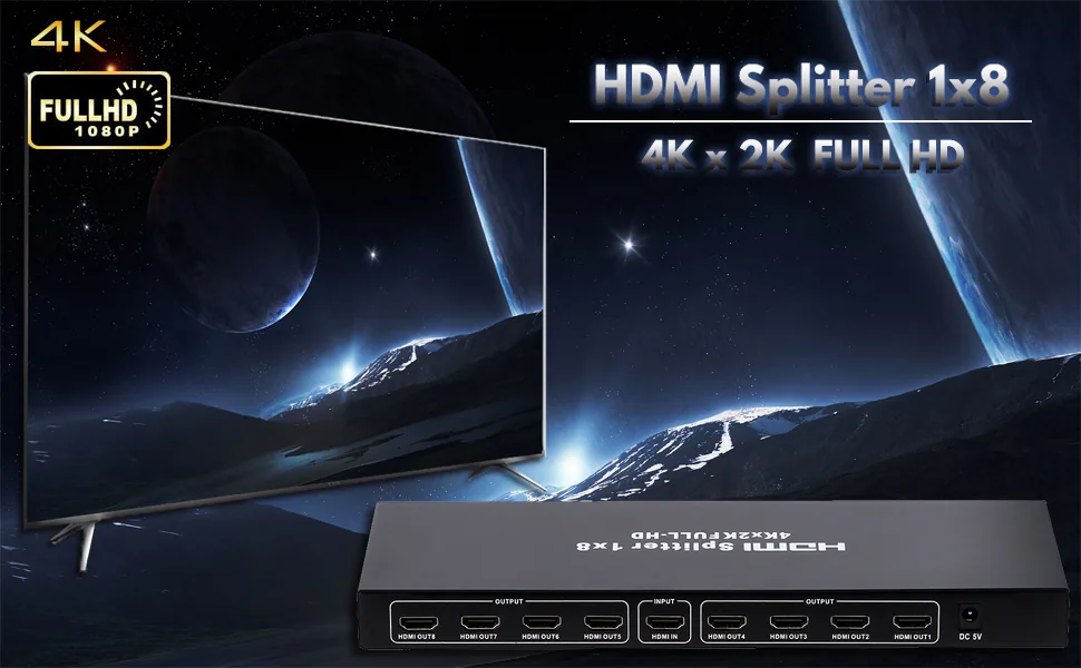 1x8 HDMI Splitter 4K – 8 Port HDMI 1 in 8 Out Ultra HD HDMI 1.4 Technotech Technologies