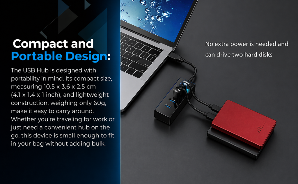 Premium USB 3.0 Hub 4-Port 5Gbps SuperSpeed with Blue LED, Fuse Protection & 30CM Cable Technotech Technologies