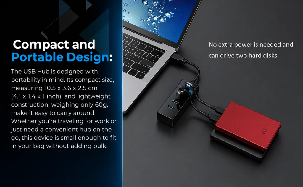 Premium USB 3.0 Hub 4-Port 5Gbps SuperSpeed with Blue LED, Fuse Protection & 30CM Cable Technotech Technologies