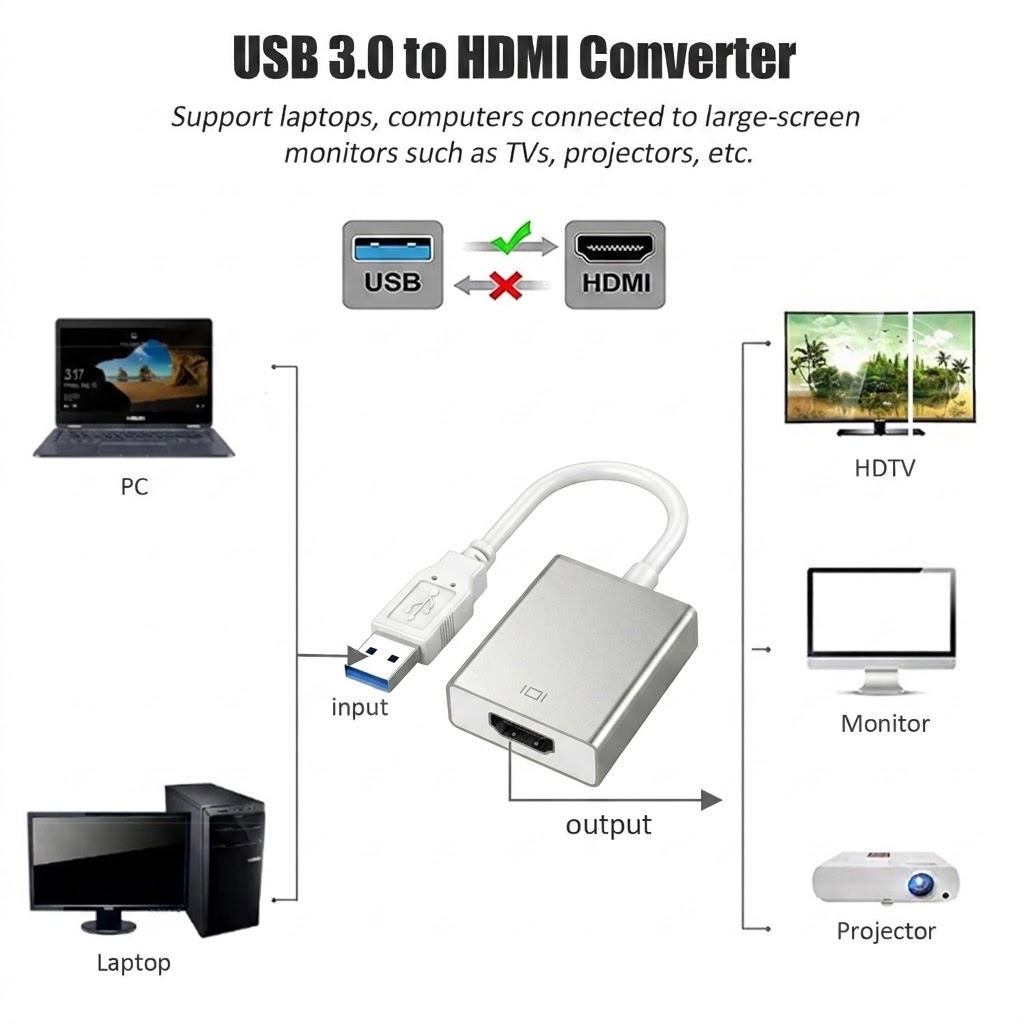 USB 3.0 to HDMI Converter – High-Speed Reliable HD Display Adapter for Laptop & PC Technotech Technologies