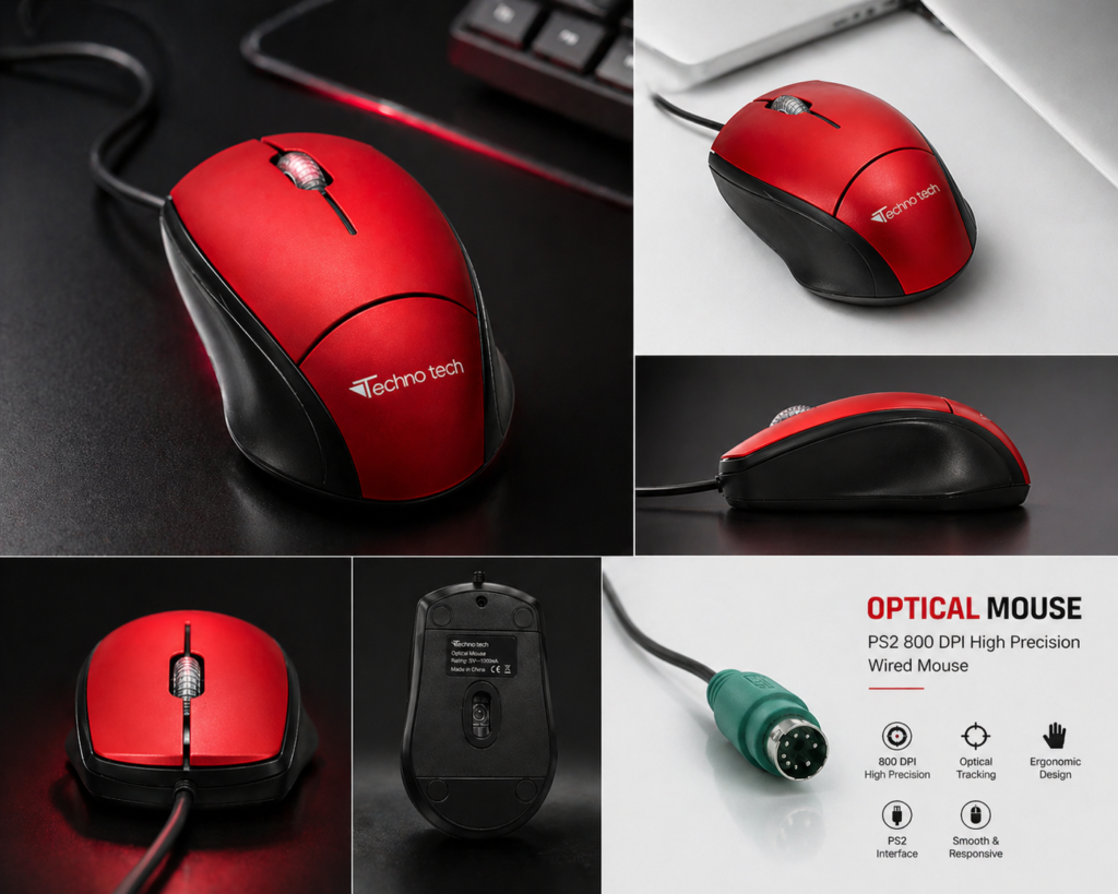 Optical Mouse PS2 800 DPI High Precision Wired Mouse Technotech Technologies