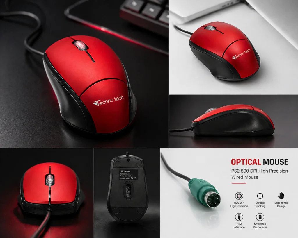 Optical Mouse PS2 800 DPI High Precision Wired Mouse Technotech Technologies
