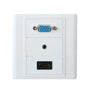 HDMI VGA AUX Wall Plate – 3 Port AV Face Plate with 3.5mm Audio