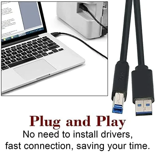 USB 3.0 Printer Cable 1.5 Mtr – Ultimate Best High-Speed Printer Data Cable (5Gbps) Technotech Technologies