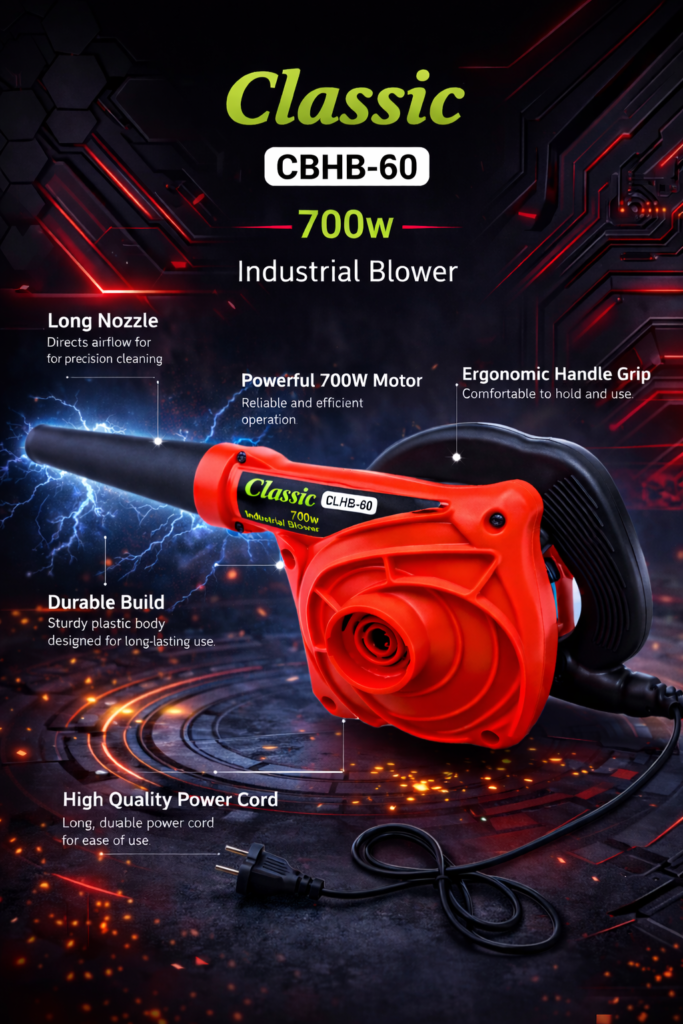 Electric Blower 700W – Heavy Duty Motor with Speed Controller Technotech Technologies