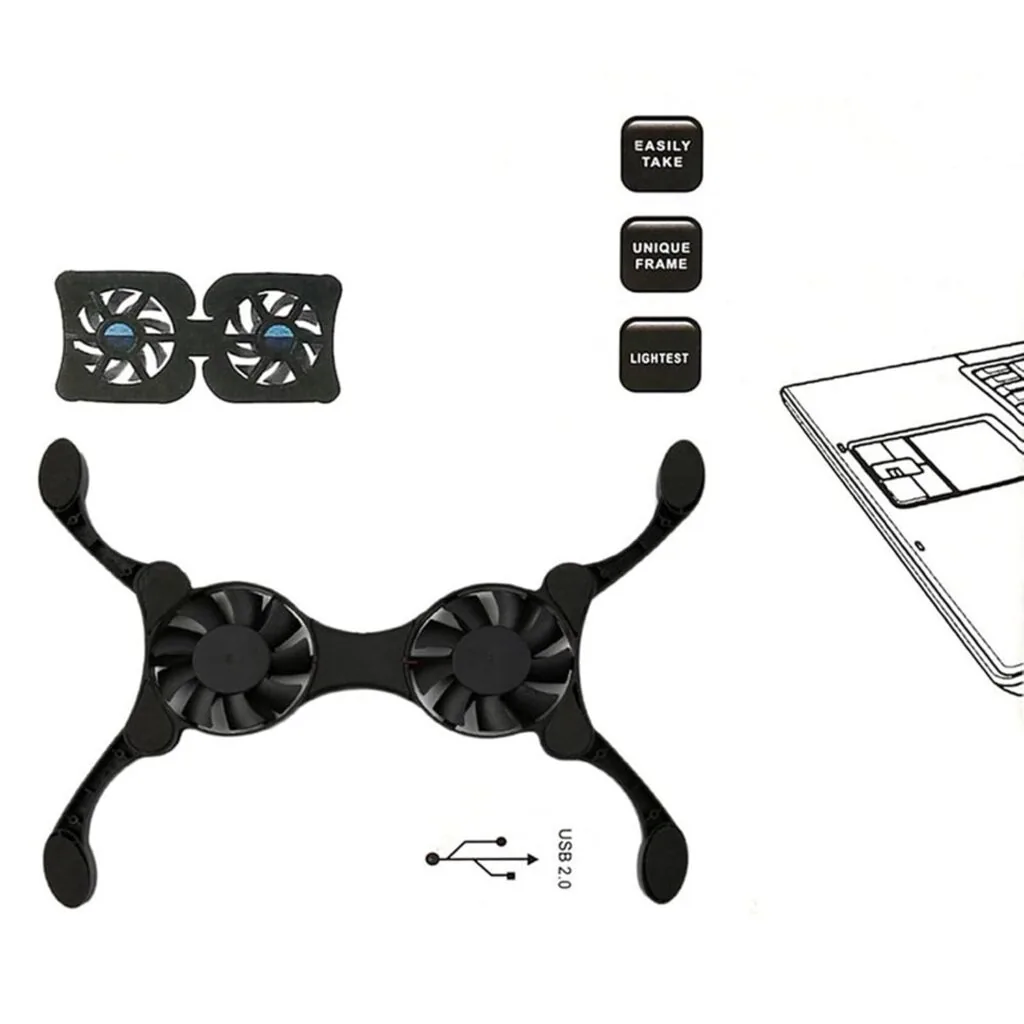 Laptop Cooling Pad with foldable design and powerful fans Technotech Technologies
