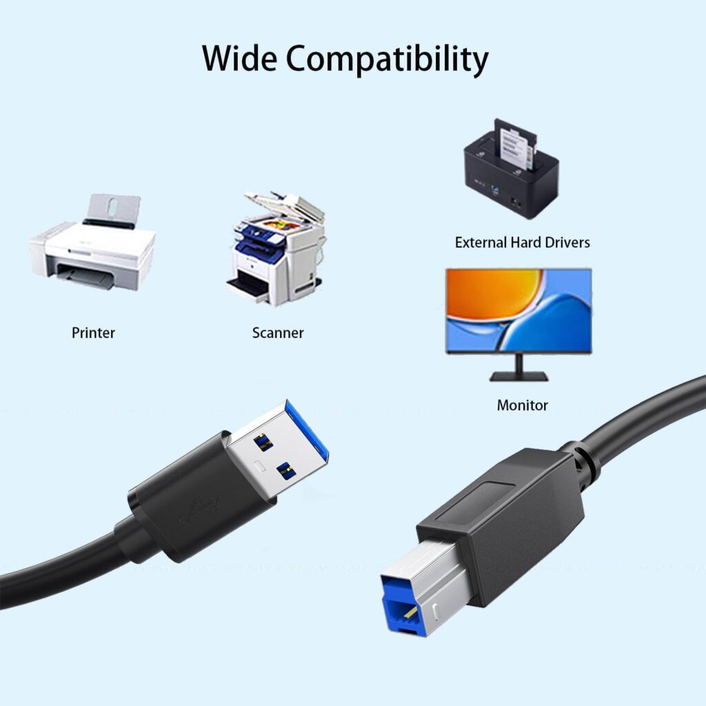 USB 3.0 Printer Cable 1.5 Mtr – Ultimate Best High-Speed Printer Data Cable (5Gbps) Technotech Technologies