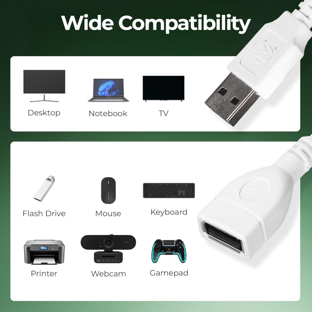USB 2.0 M-F Extension Cable 3 Mtr – Ultimate Best High-Speed USB Extension Cord Technotech Technologies