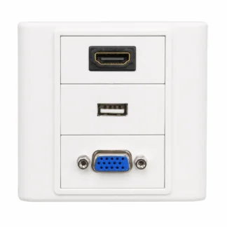 HDMI USB VGA Face Plate – 3 Port AV Wall Plate for Home & Office