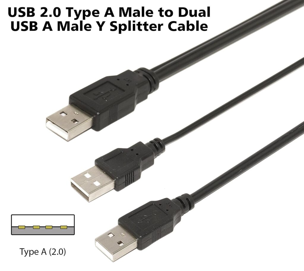 USB 2.0 AM to 2×AM Y Splitter Cable 50 CM – Ultimate Best Dual USB Power/Data Cable Technotech Technologies