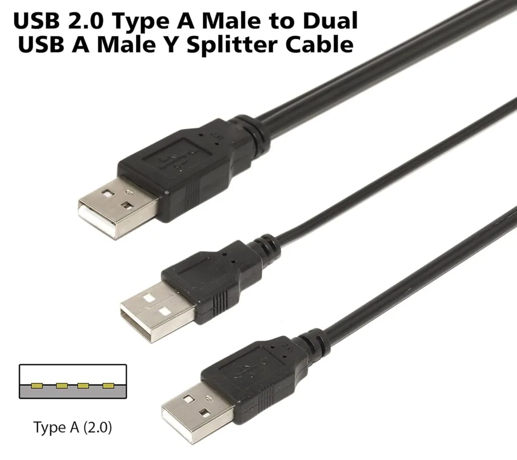USB 2.0 AM to 2×AM Y Splitter Cable 50 CM – Ultimate Best Dual USB Power/Data Cable Technotech Technologies