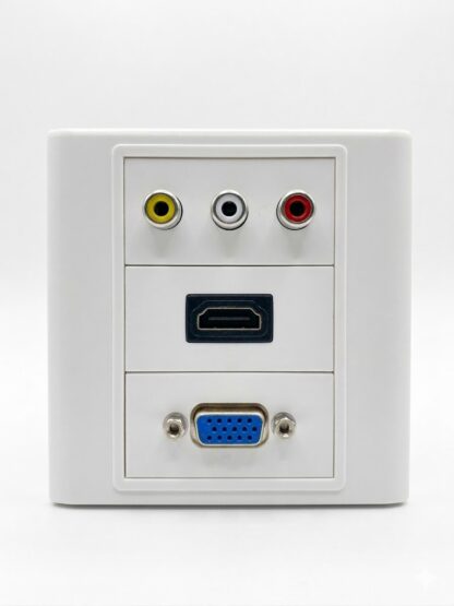 HDMI VGA 3AV Face Plate – 5 Port AV Wall Socket (RCA + VGA + HDMI)