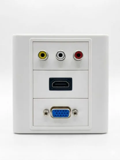 HDMI VGA 3AV Face Plate – 5 Port AV Wall Socket (RCA + VGA + HDMI)