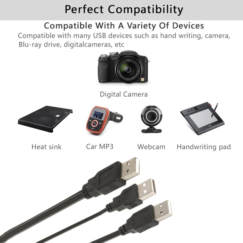 USB 2.0 AM to 2×AM Y Splitter Cable 50 CM – Ultimate Best Dual USB Power/Data Cable Technotech Technologies