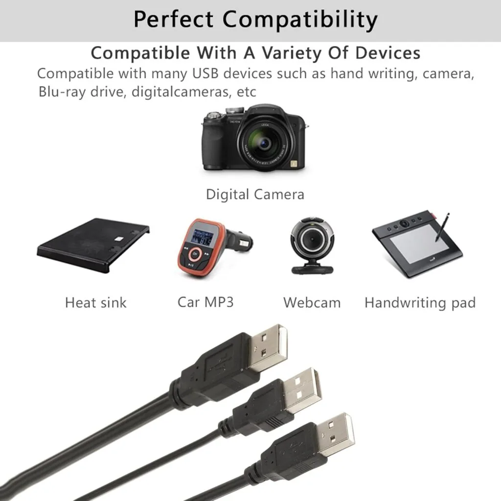 USB 2.0 AM to 2×AM Y Splitter Cable 50 CM – Ultimate Best Dual USB Power/Data Cable Technotech Technologies