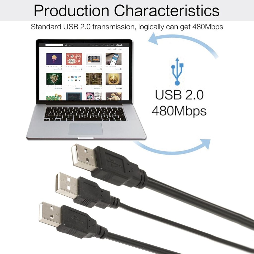 USB 2.0 AM to 2×AM Y Splitter Cable 50 CM – Ultimate Best Dual USB Power/Data Cable Technotech Technologies