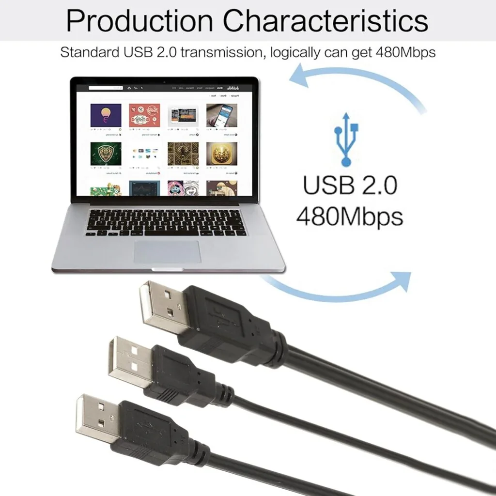 USB 2.0 AM to 2×AM Y Splitter Cable 50 CM – Ultimate Best Dual USB Power/Data Cable Technotech Technologies