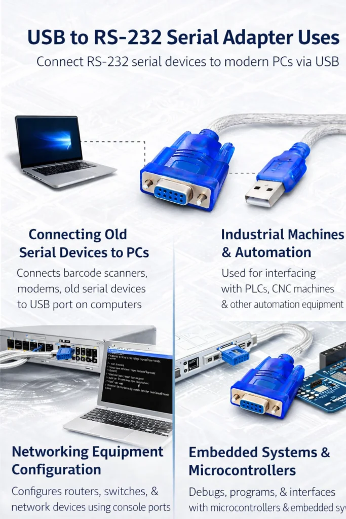 USB to RS232 Serial Female Adapter Cable (Silver) Technotech Technologies
