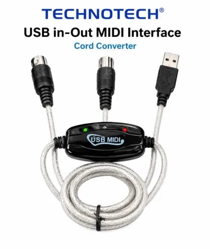 USB In-Out MIDI Interface Cable Converter – High-Speed Reliable USB to MIDI Adapter